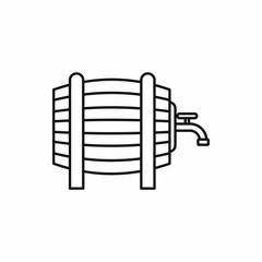 Wooden barrel with tap icon in outline style isolated vector illustration