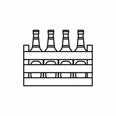 Beer wooden box icon in outline style isolated vector illustration
