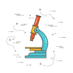 Vector line art icon - microscop. Science and educational background. Biology concept. Isolated on white background