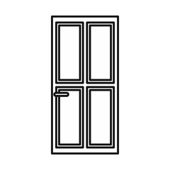Closed wooden door icon in outline style isolated vector illustration