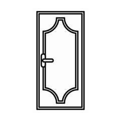 Wooden door with glass icon in outline style isolated vector illustration