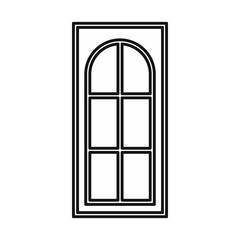 Wooden door with glass icon in outline style isolated vector illustration