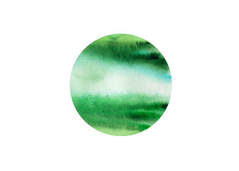 Golden gouache and black ink circle hand drawn isolated on white background. Element, symbol of feng shui in flat design: wood. Grunge banner for text.