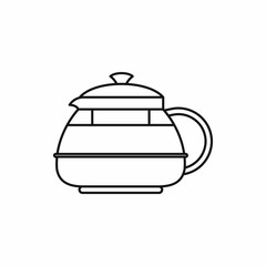 Glass teapot icon in outline style isolated vector illustration