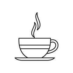 Cup of hot drink icon in outline style isolated vector illustration