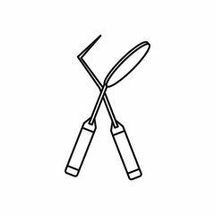 Tooth instruments for dental medicine icon in outline style isolated vector illustration