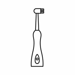Electric toothbrush icon in outline style on a white background