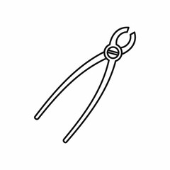 Tooth extraction instrument icon in outline style on a pink background
