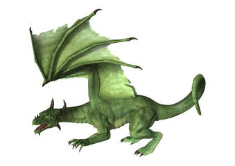 3D Rendering Fantasy Dragon on White