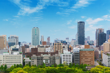 Fototapeta premium Cityscape and Skyline of Osaka city in Japan