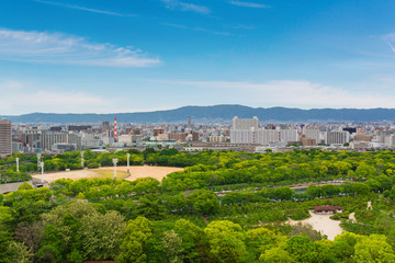 Fototapeta na wymiar Cityscape and Skyline of Osaka city in Japan