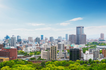 Cityscape and Skyline of Osaka city in Japan