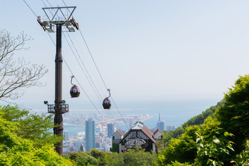 Ropeway on mountain or cable car use for take Viewpoint  citysca