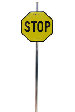 Yellow Stop Sign,  isolated on white