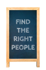 Find the right people text message on wood frame board