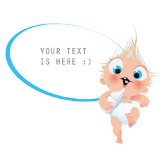 Happy Baby with a milk bottle
