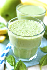 Green smoothie with apple,banana and spinach.