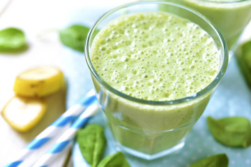 Green smoothie with apple,banana and spinach.