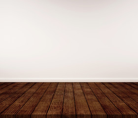 Wood floor with white wall