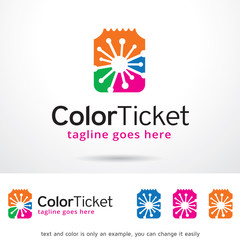 Color Ticket Logo Template Design Vector