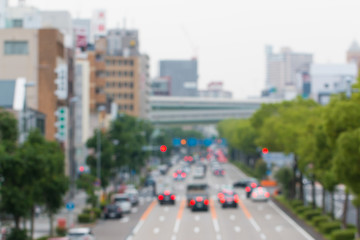 Abstract blurred background with car on road, concept transporta