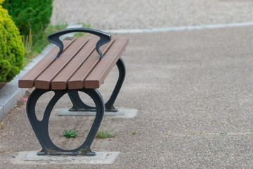 wooden bench in park, concept feeling loneliness.