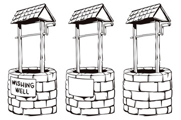 Stock illustration. cartoon wishing well