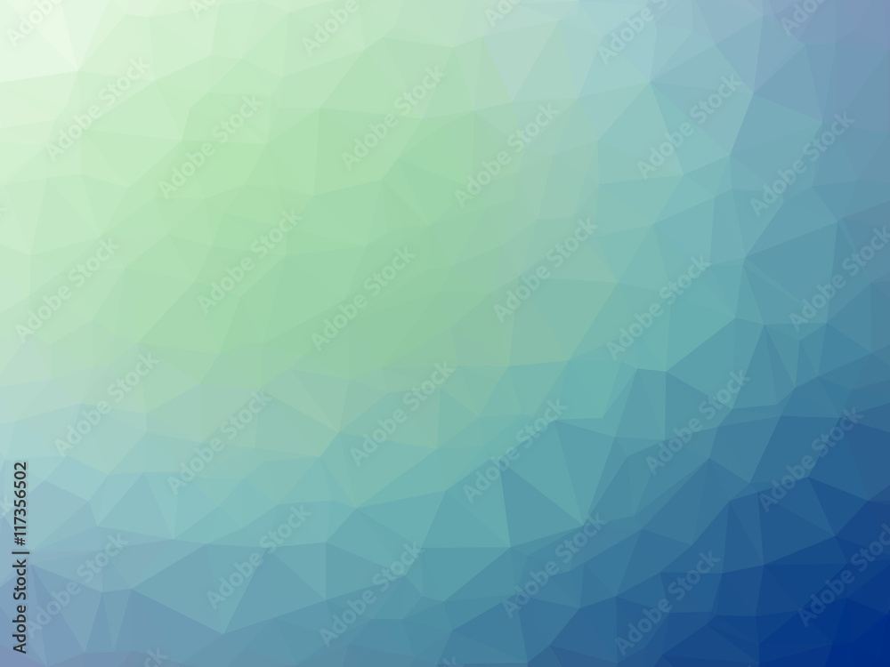 Wall mural abstract green blue white gradient low polygon shaped background