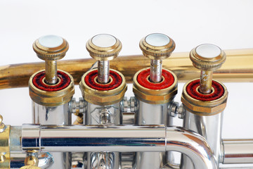 Valves of an antique Piccolo trumpet