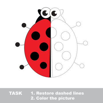 Ladybug to be colored. Vector trace game.