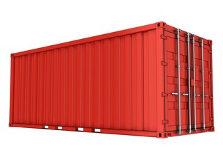 Red sea container. 3d illustration. Isolated on white