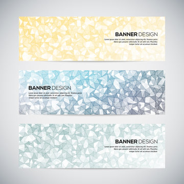 Banners with abstract colorful triangulated geometric background