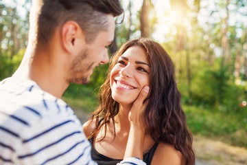 Cropped shot of an affectionate young couple during a hike. We in love with nature