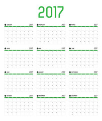 Vector of Calendar 2017 new year ,12 month calendar set with gre