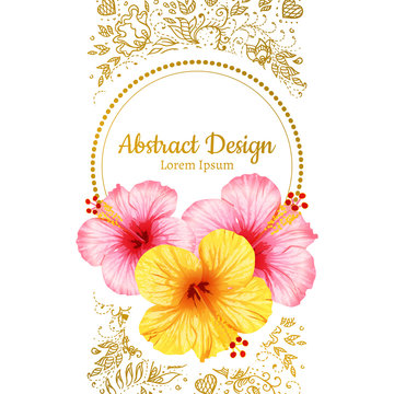 vector hibiscus flower. invitation card.