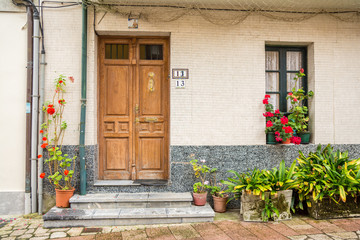 Fototapeta na wymiar llanes typical house entrance, spain
