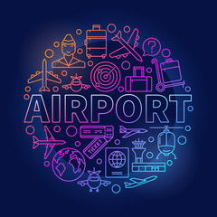 Fototapeta na wymiar Airport colorful round illustration