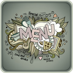 Fototapeta premium Menu hand lettering and doodles elements