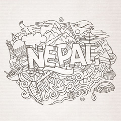 Obraz premium Nepal country hand lettering and doodles elements