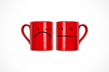 red coffee cup with angry.