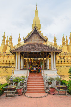 Wat Phra That Luang in Vientiane. Buddhist temple. 