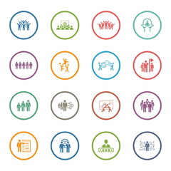 Flat Design Business Team Icons Set.
