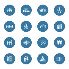 Flat Design Business Team Icons Set.
