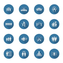 Flat Design Business Team Icons Set.