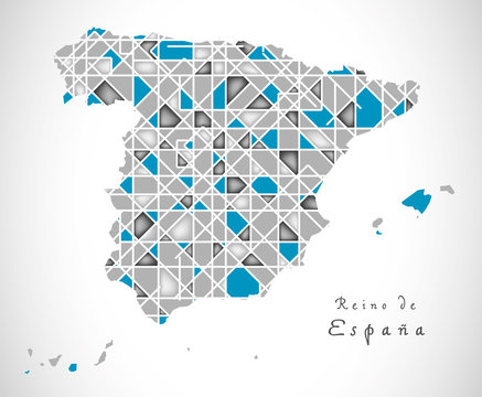 Spain Map crystal style artwork