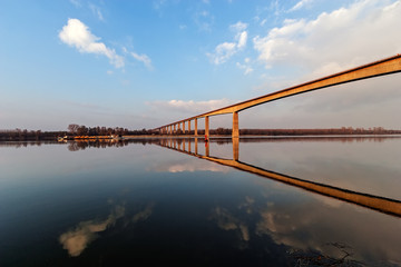 Obraz na płótnie Canvas Panorama view on bridge over the river