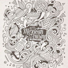 Cartoon cute doodles Mexican food illustration