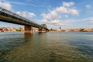 Panorama view on bridge over the river