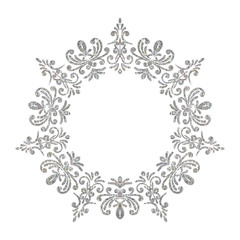 Elegant luxury vintage circle silver floral frame