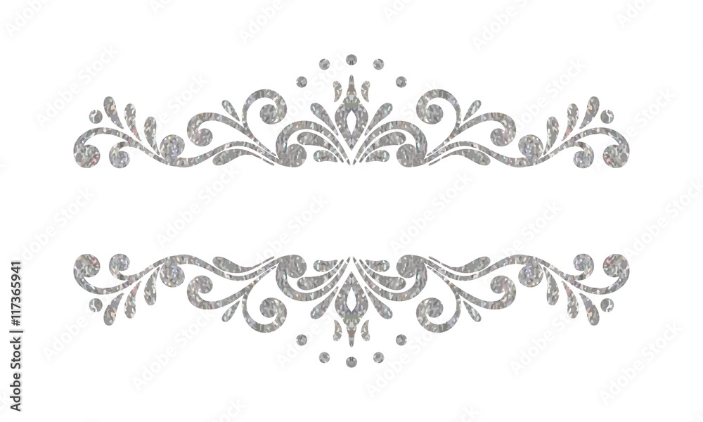 Wall mural Elegant luxury vintage silver floral border